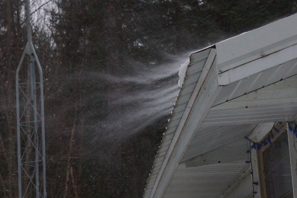 A cold blast on Sunday was accompanied by strong winds and a little snow..