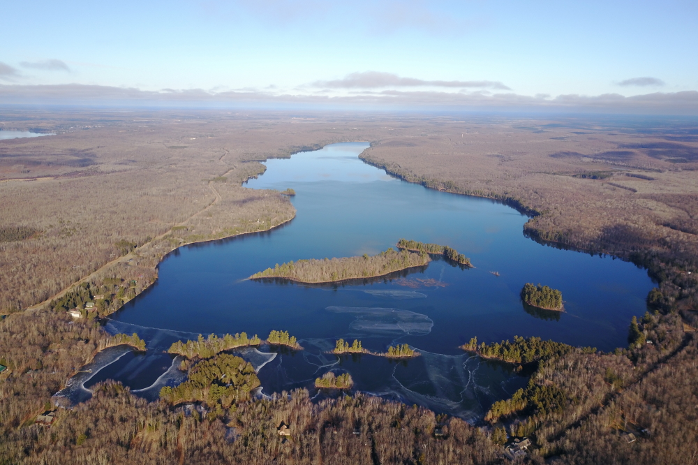 Saturday was calm and clear. We sent the drone up to check the ice around Lucerne's islands. There was some ice, especially in the bays, but the lake was mostly open behind the islands. It was totally open in front of 'em.
