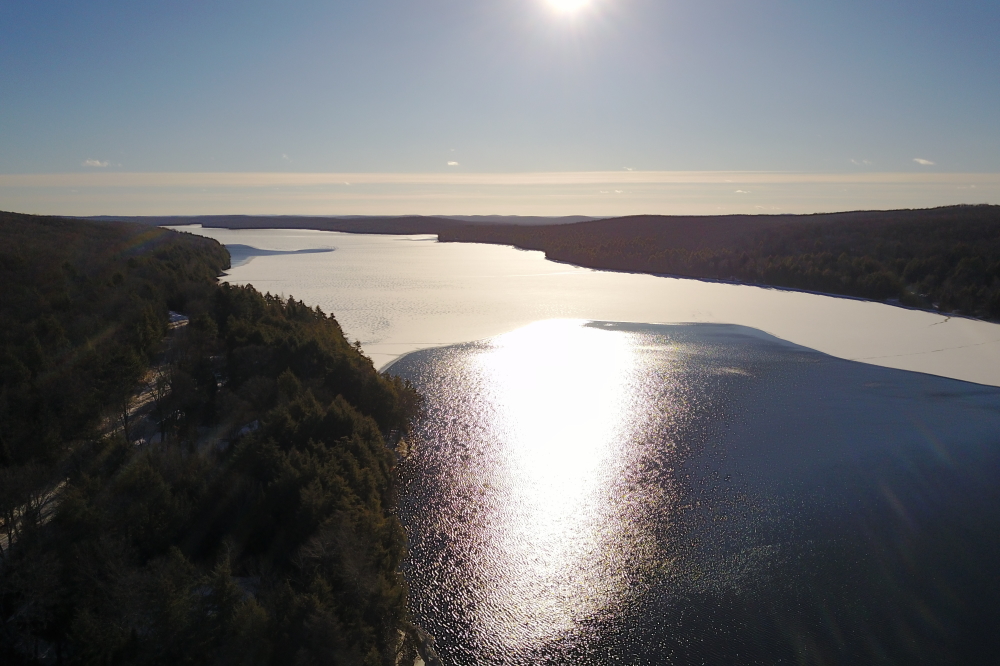 There were two main open patches. The larger one waved up most of the North end and the smaller one lapped the shore around mid-lake on the East.