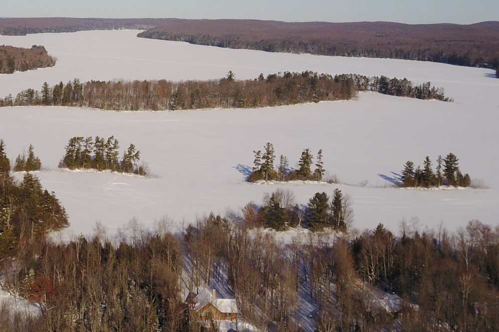 After the snow and wind, we popped the drone up to check if the smaller islands had drifted over. They had not. Not yet anyway.
