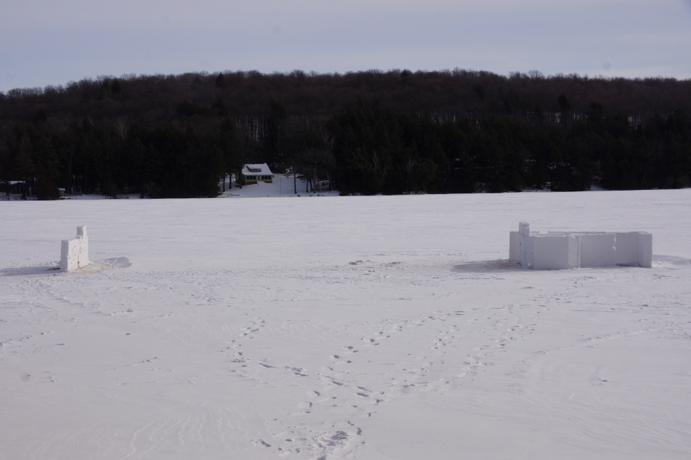During the brief "warm", the temperatures, with a little help from the sunlight, went above freezing. There was some concern that the snow forts would get tippy wall syndrome and be done by week's end..