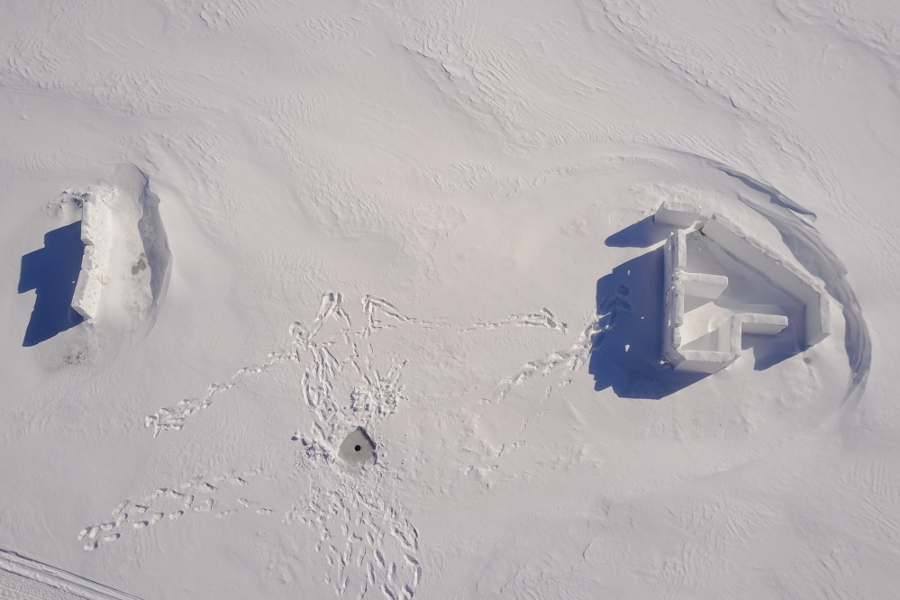 In a normal year, the forts from the annual bottle rocket war would suffer tippy walls and worse by this time of year, but the cold has kept them strong and upright.