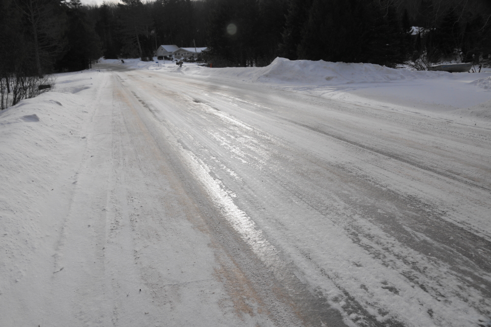 Potawatomi Trail is ice covered, but shiny.