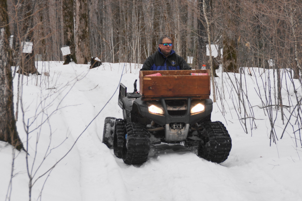 In the woods, the snow on the paths is packed down enough to allow wheeled vehicles up, but feeted vehicles are still recommended deep in the bush.