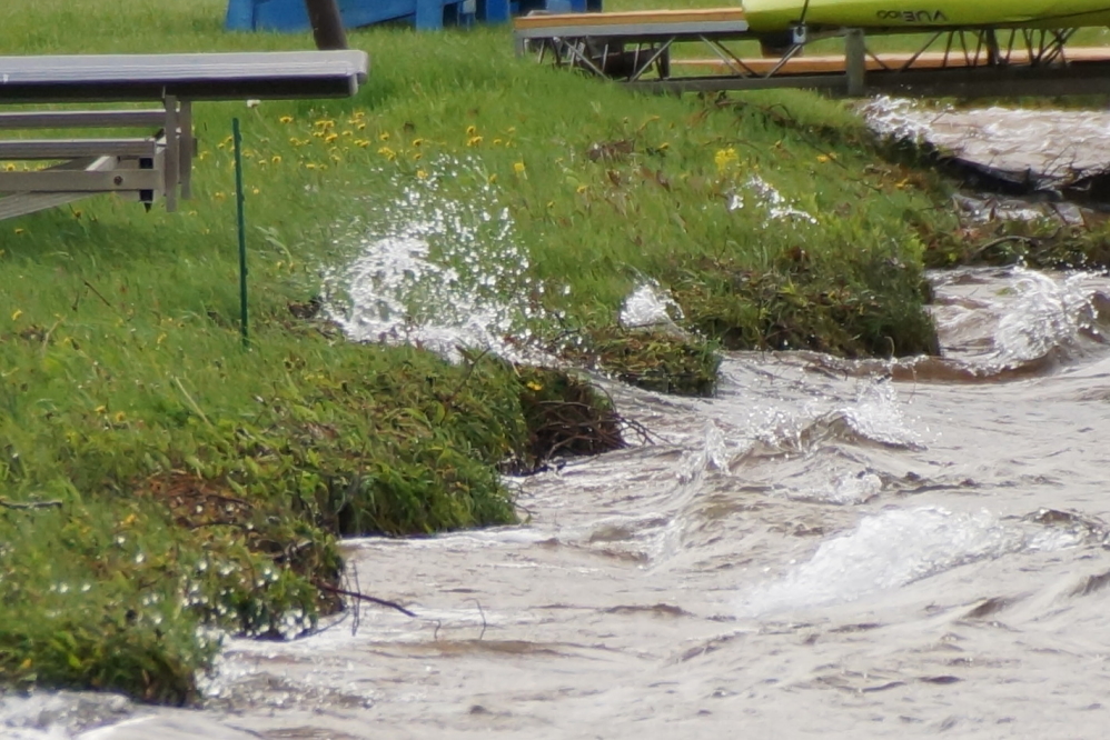 On the North end of Lucerne,  watering plants close to the shoreline was aided by a few days of strong winds from the South.