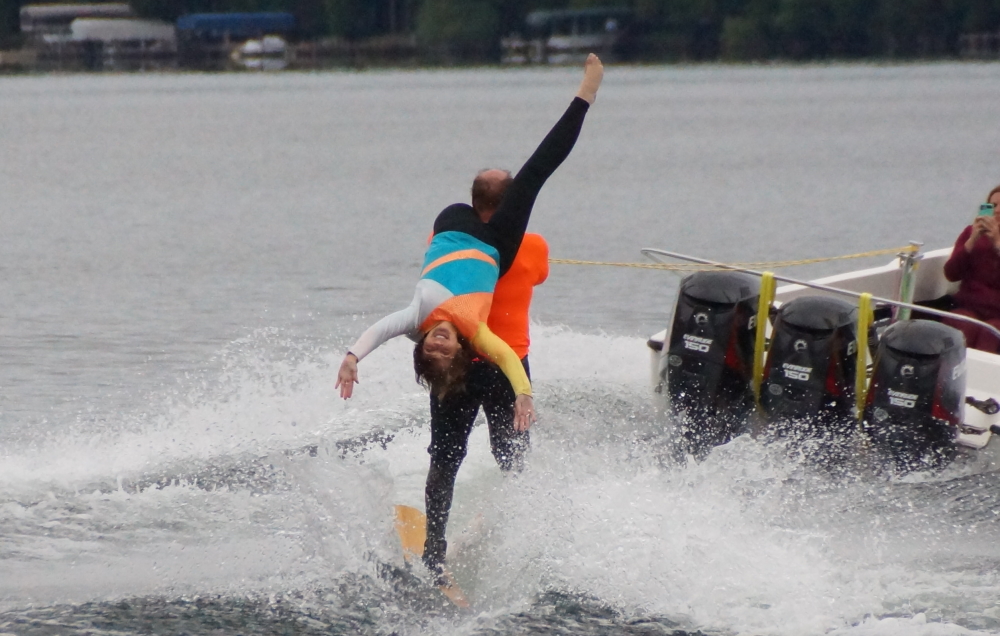Sunday's special alumni ski show had clouds and calm water to welcome back retired club members that reprized their rolls as kings and queens of the water.
