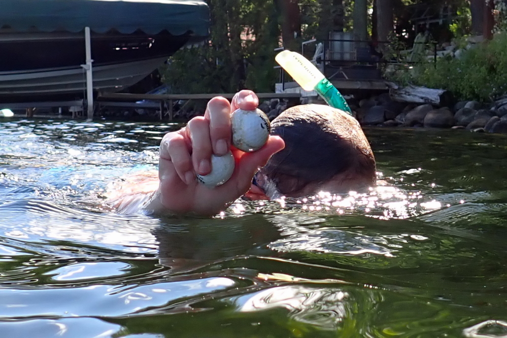 Mrs. Nemo helped collect all those golf balls that did not stick on the raft.