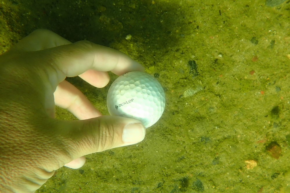 Many (all) golf balls missed the mark when chipping for the bucket on the raft last week. Most, if not all, were gathered up for re-chipping.