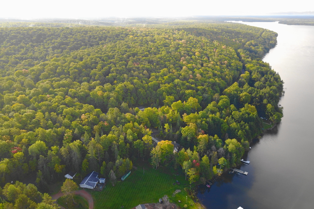 The trees on the hill behind the east shore are particularly not at peak color.