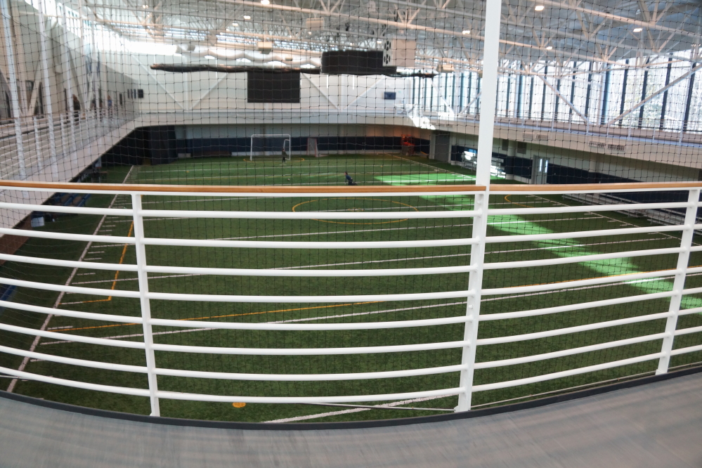 For those of us that are striving to not end the Winter looking like a fat squirrel, thank goodness for the Potawatomi Community Center. Rounding the track for an hour or so above the green "grass" makes Spring, or at least Thaw, feel a little closer.