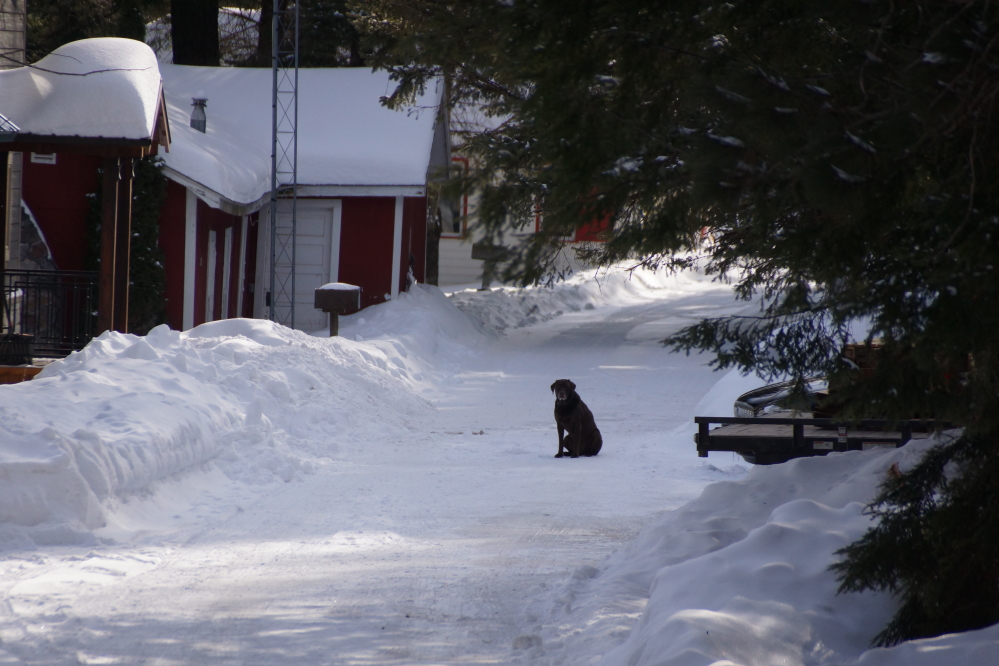 After plowing, Knott Lane was down to hard ice.