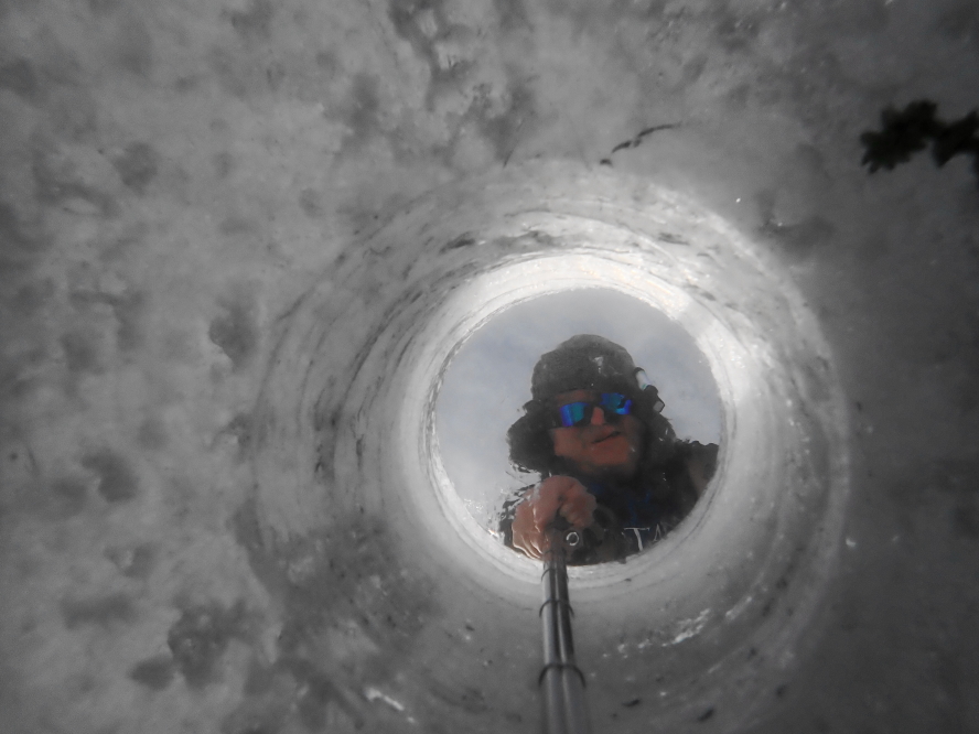 The top side of the ice sheet was solid. The underside looked very hard, too.