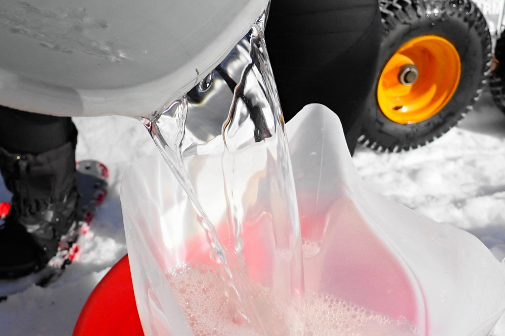 With over a yard of snow in some spots, snowshoes are still recommended for collecting all those buckets. 