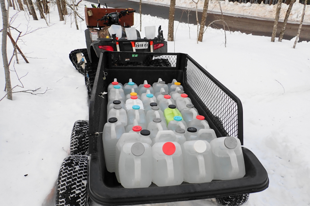 Transporting hundreds of gallons of sap to the cookers on Knott Lane was a daily thing.