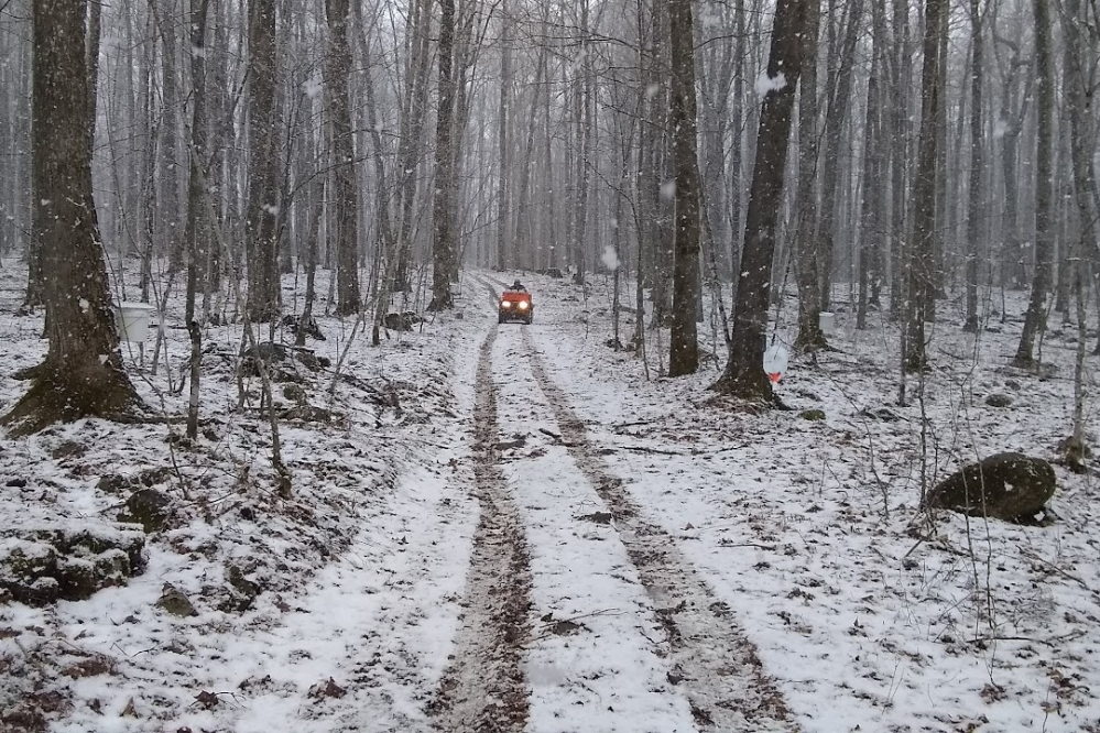 It's been done before, but getting all those jugs of drops back to the cookers during a sleet/snow event was more cold and painful than we remembered.