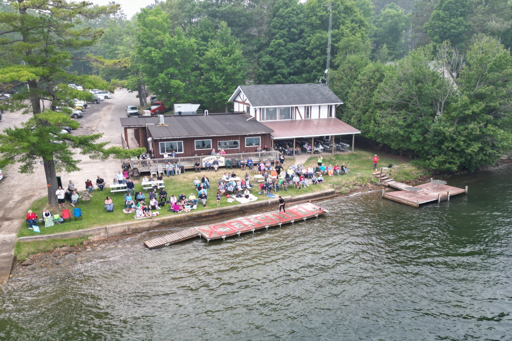 The smoke was back on Wednesday. The crowd for the evening ski show at Waters Edge was light.