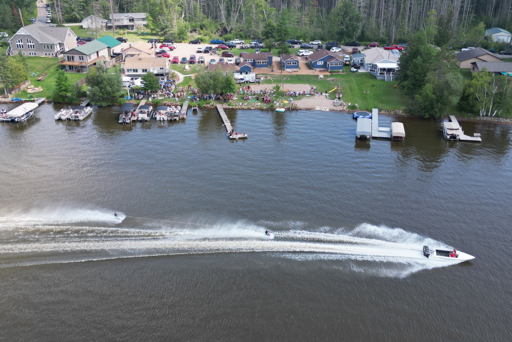The show at Post Lake was well attended by those on land and many on pontoon boats.