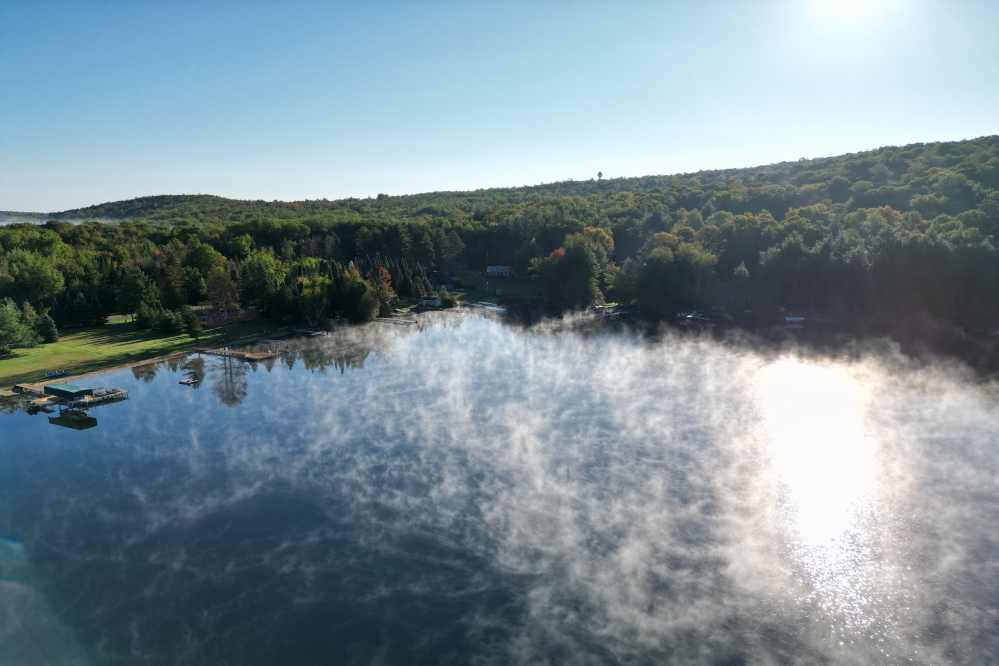 The lake lost a few degrees (°F) by the morning of the 14th.