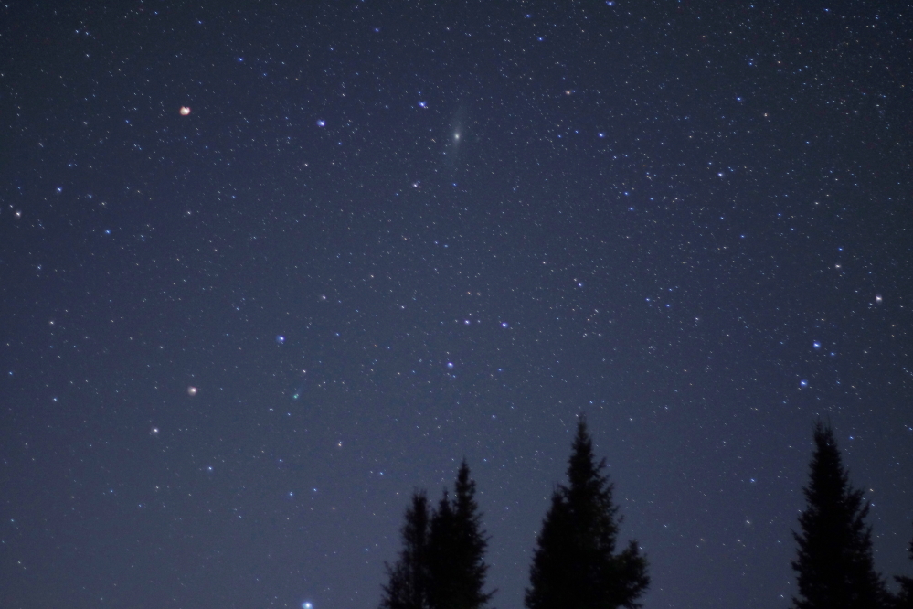 There was also a comet! In the northwest just after sunset,  comet 12P/Pons-Brooks (nice name, I wanted to use that name for our first child) is just barely visible. If you miss it this month, it'll be back in 71 years. 