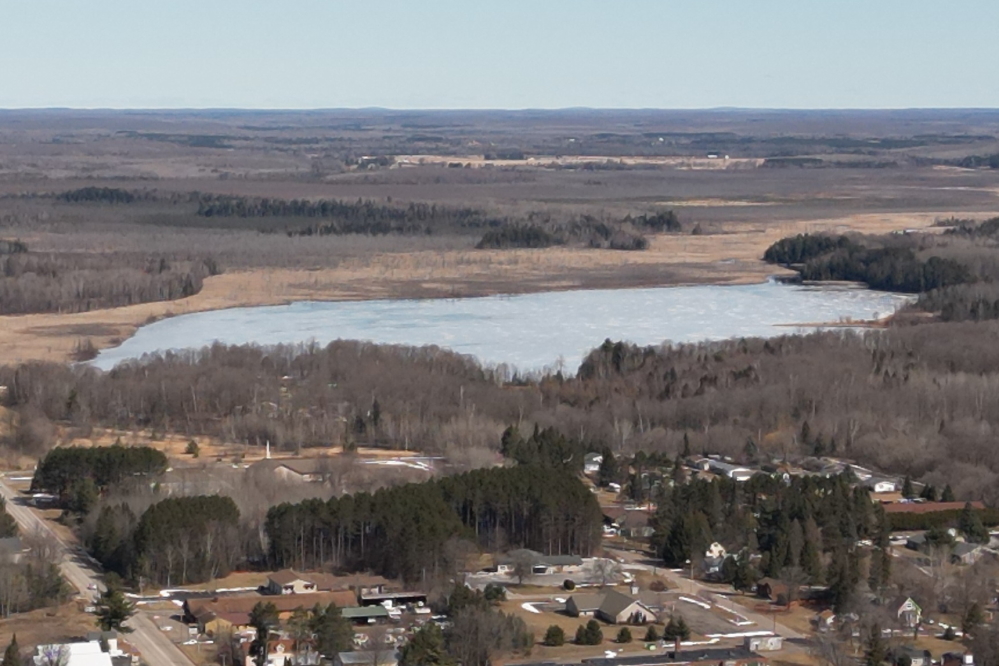 Peshtigo Lake, just north of Crandon and home of Footstock, still has much ice.
