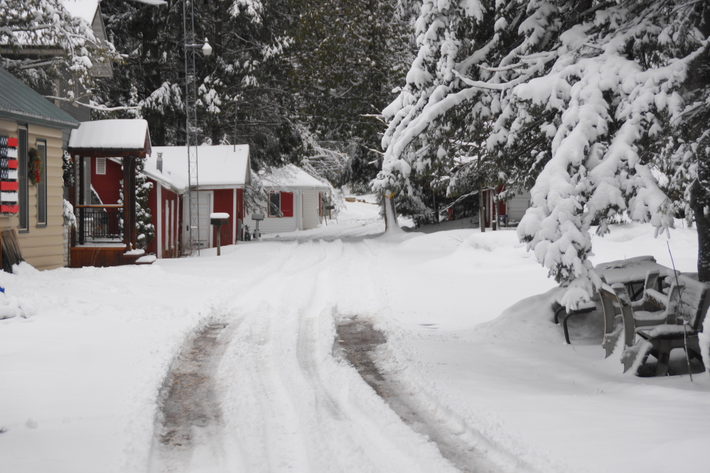 Knott Lane went from springly to winteresque in less than 24 hours.