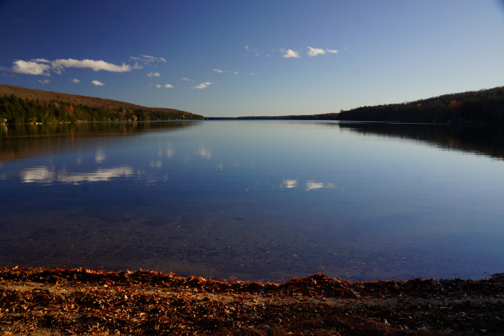 It's a little sad to not have a boat in when the lake grows flat, but not too sad. The lake temperature is around 55°F.