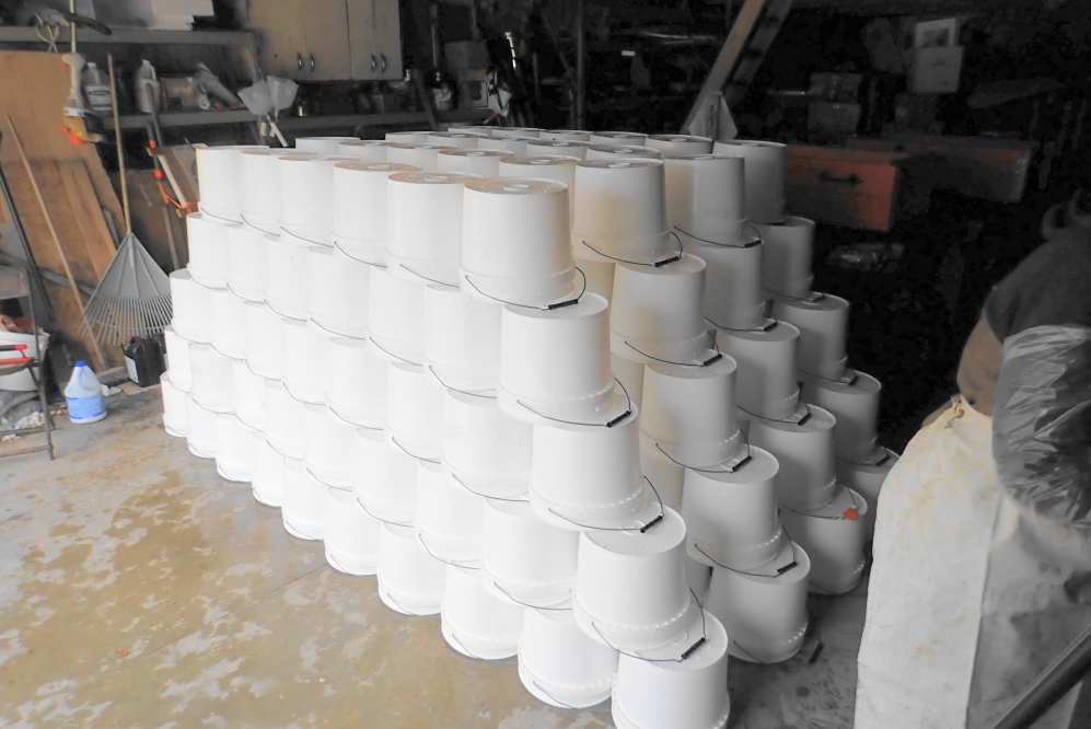 It took the crew 3 days to wash, dry, and stack 'em.