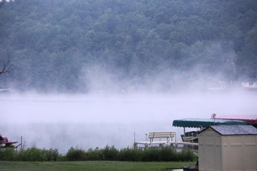 The lake gave up its heat during last week's celebrated cold mornings (41°F on Saturday Morning, ick!).