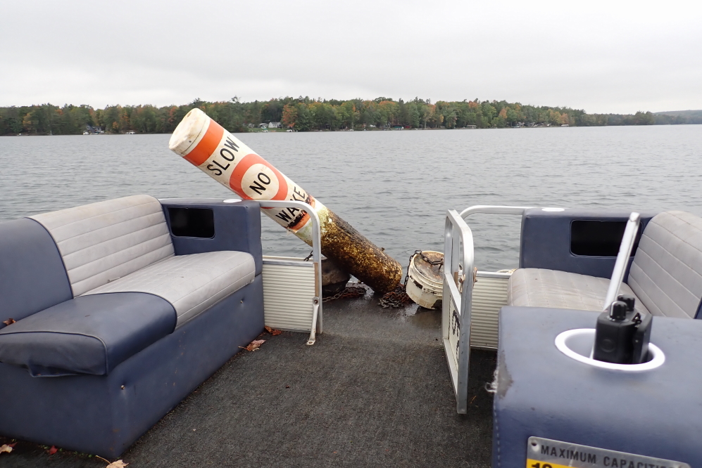 The five floats will be put back sometime between ice-out and Memorial Day.