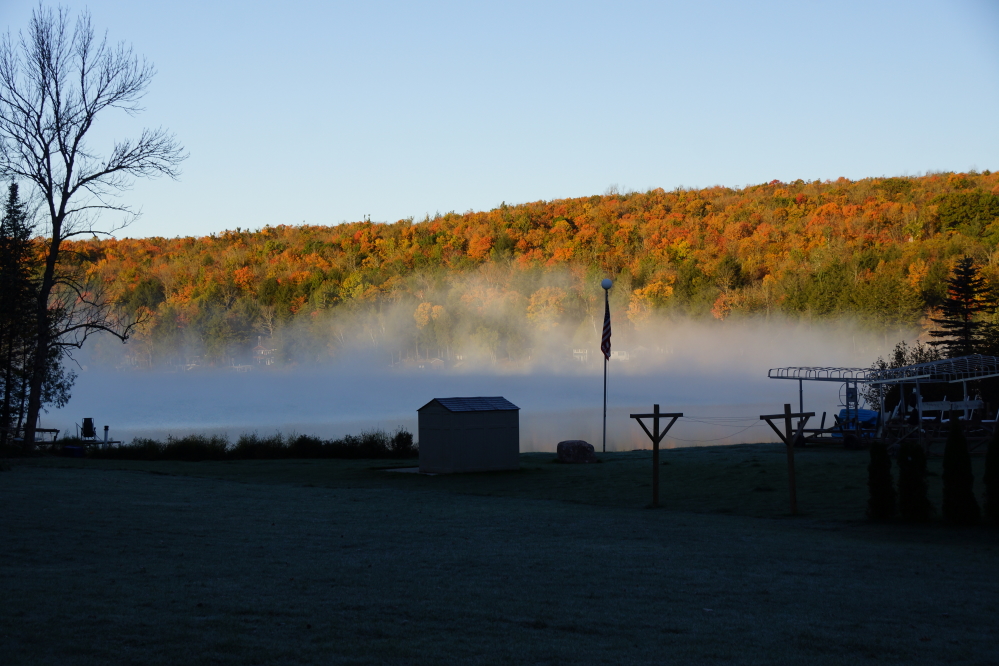 The lake steamed as it gave up its heat.