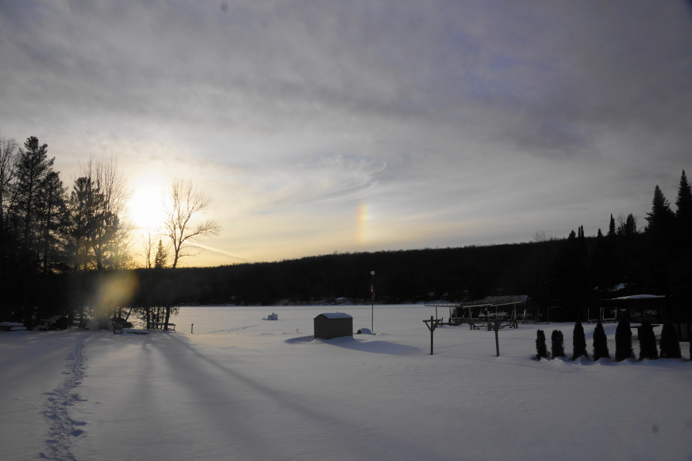 When the snow moved on in the evening, we had long shadows and a few sun dogs.